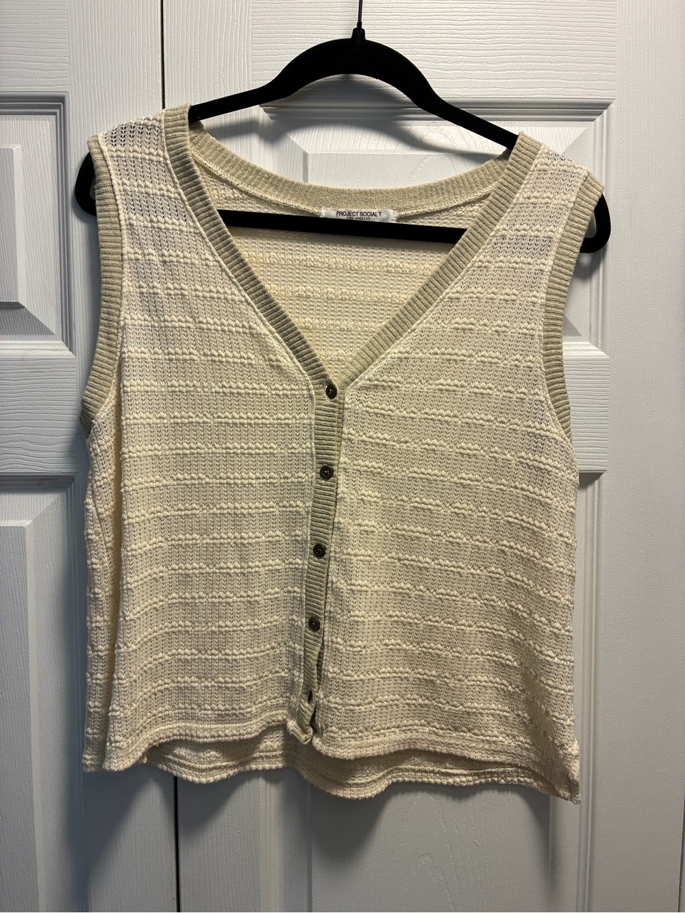 Project Social T Ivory Button-Front Knit Tank